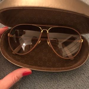 Gucci Camel Leather Aviators🔥